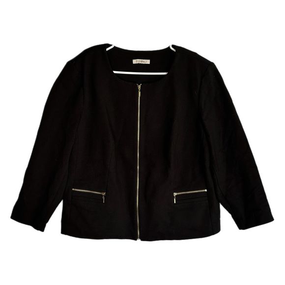 Roz & Ali Black Zip Jacket with Gold Accents, XL, Pre-owned - Picture 3 of 7